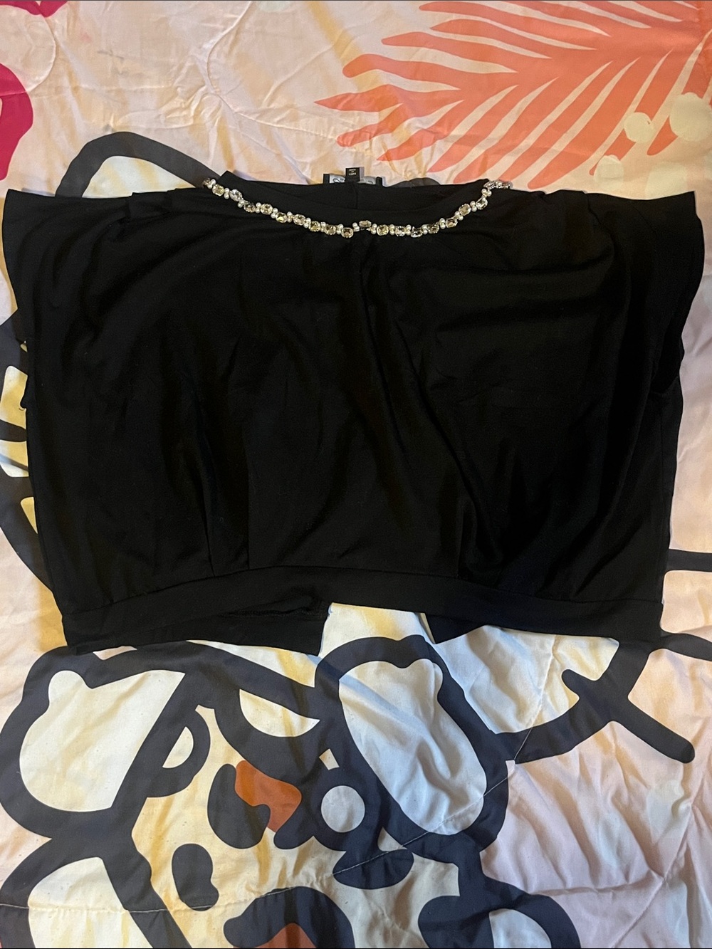 Black Top with Jewel Trim